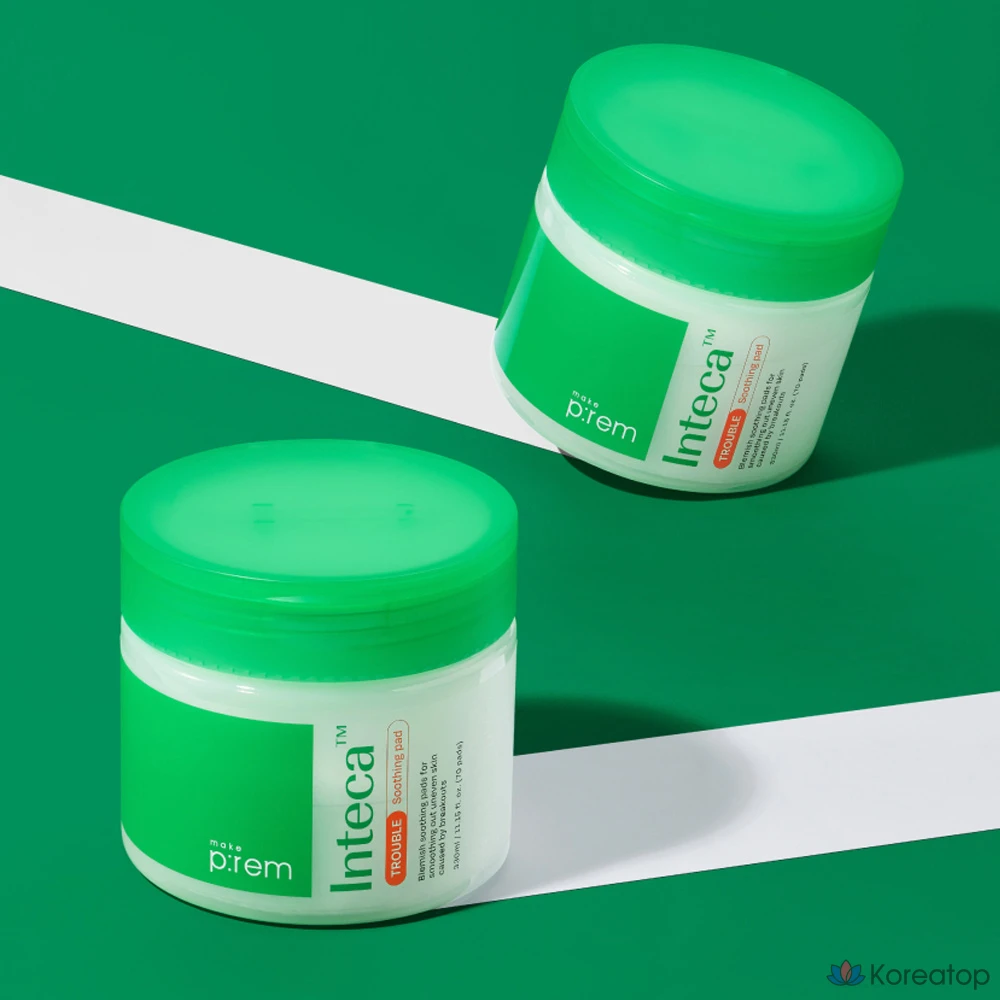 Набор успокаивающих подушечек MAKE P:REM Inteca Trouble для планирования ухода за кожей, крем Inteca 20 мл, 1 комплект, 330 мл