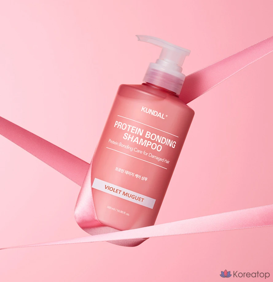 Набор Kundal Protein Damage Care: шампунь с ароматом фиолетового муге 500 мл + средство для ухода 250 мл, 1 комплект.