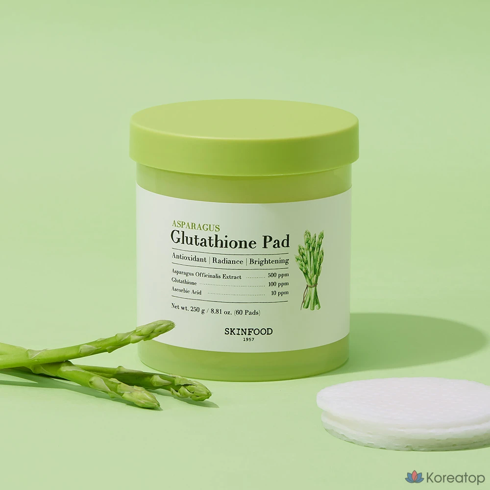 Салфетки Skinfood с глутатионом и экстрактом спаржи, 250 г, 60 листов, 1 упаковка.