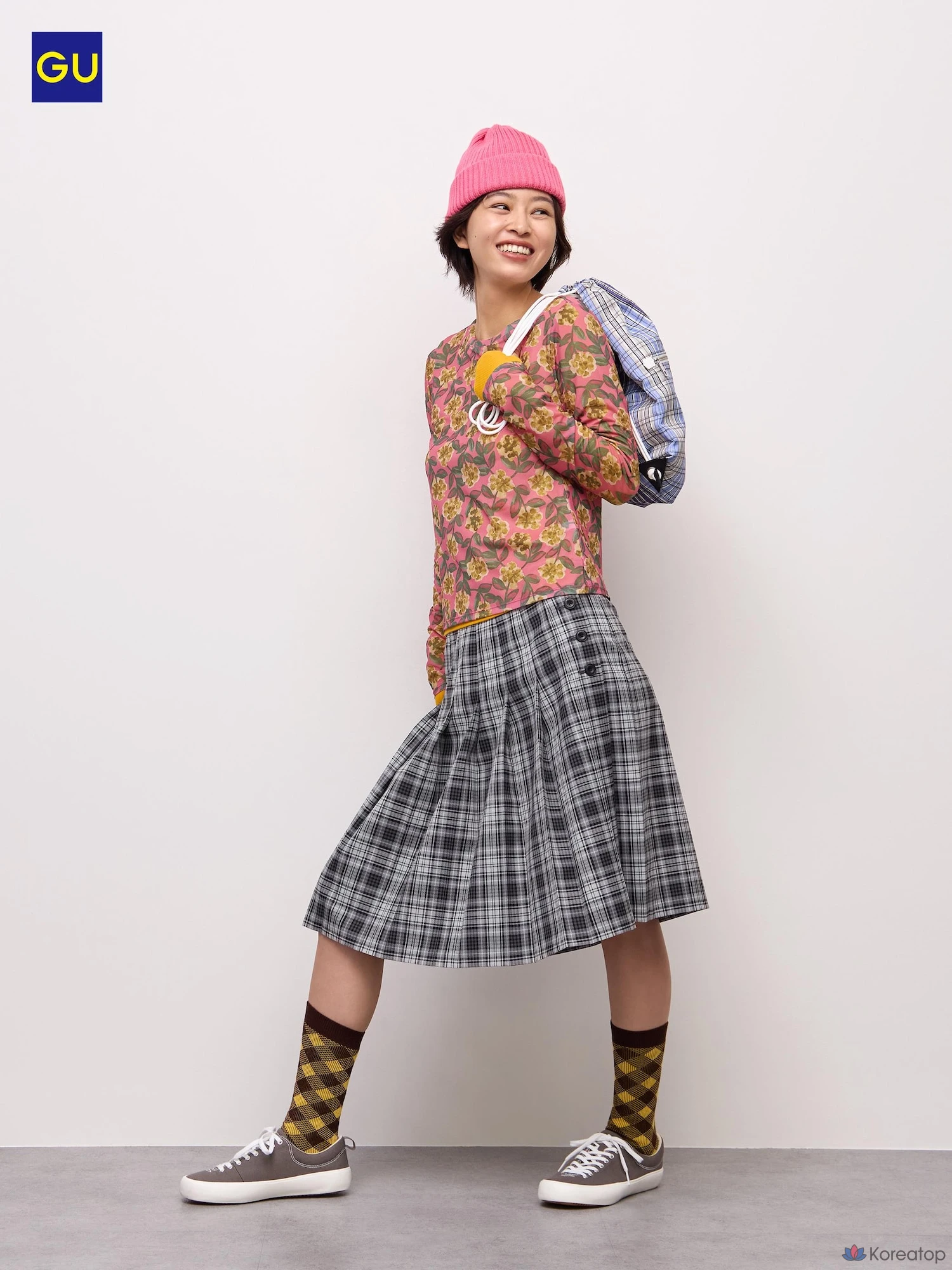 Юбка Uniqlo Side Button Pleated Check Skirt