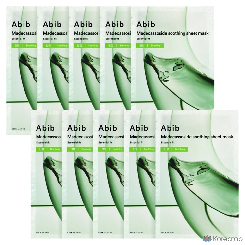Маска для лица Abib Madecassoside Calming Essential Fit Mask Pack, 1 упаковка, 10 штук