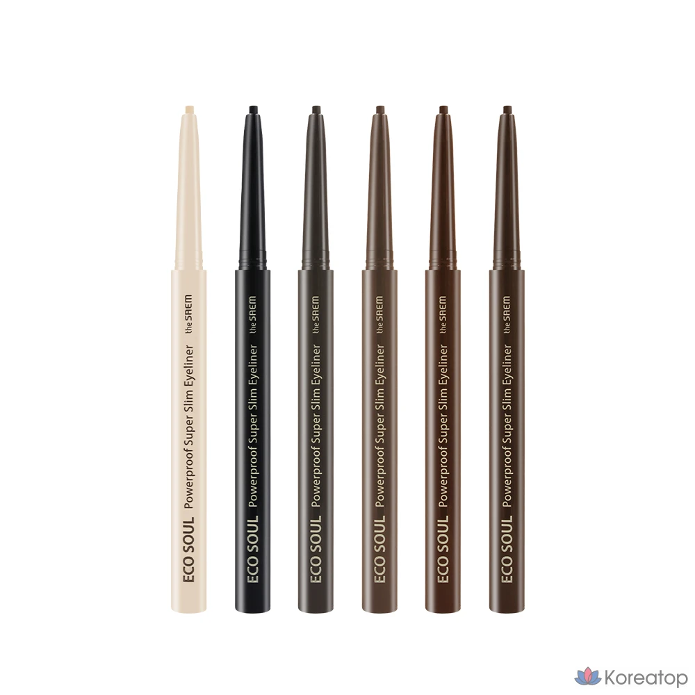 Подводка для глаз The Saem Eco Soul Powerproof Ultra Slim Eyeliner, 06.BK02 Ash Black x BK02 Ash Black, 1 шт.