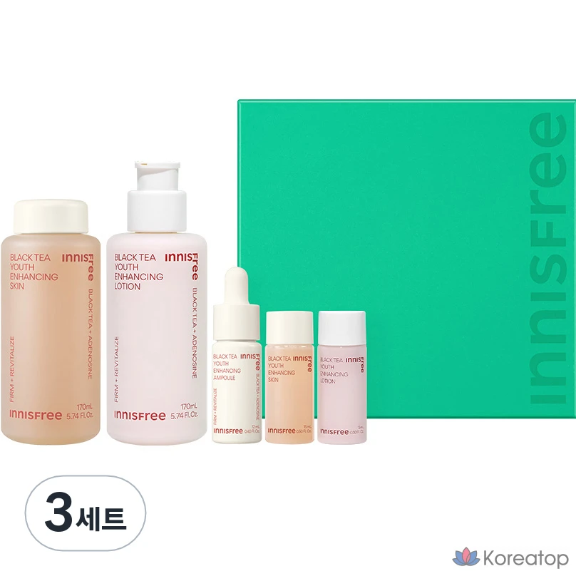 Набор для ухода за кожей Innisfree Black Tea Youth Enhancing Skincare Set, 170 мл, 3 набора.