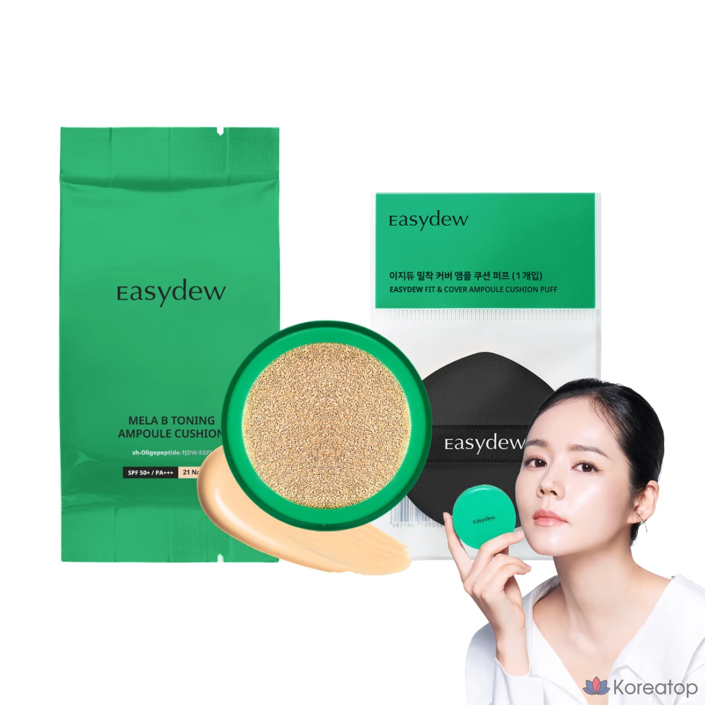 Кушон Easydew Mela B Toning Ampoule Cushion Refill Puff, оттенок 21 Natural, 13 г, 1 шт.