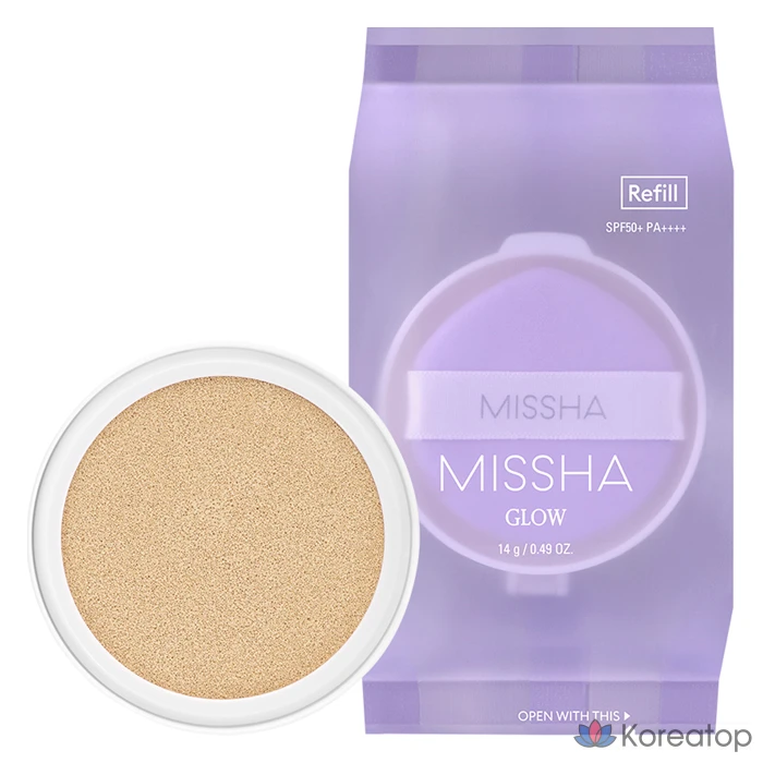 Сменный блок тонального крема Missha Glow Layering Fit Cushion, 14 г, № 17, цвет слоновой кости, 1 шт.