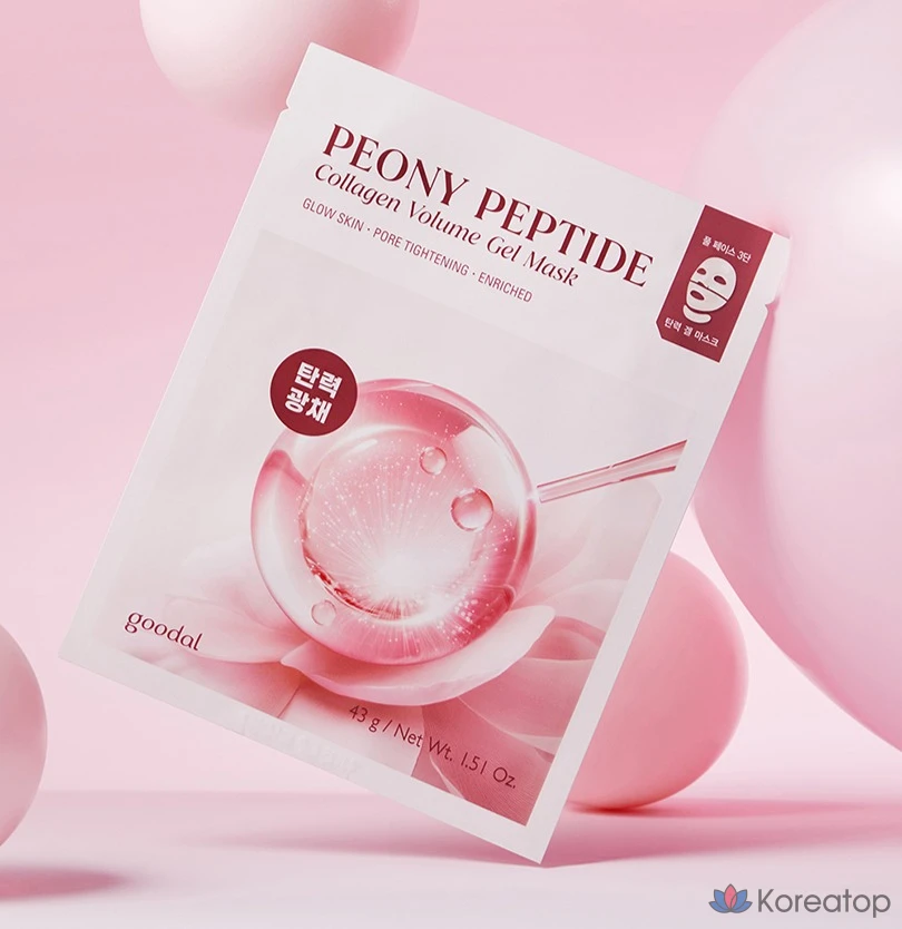 Укрепляющая гелевая маска Goodal с пептидами и коллагеном и пионом, упаковка из 5 штук (3 упаковки), фото 2