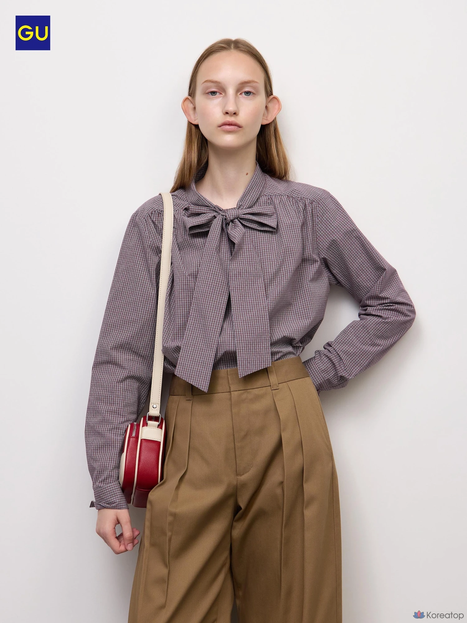Блузка Uniqlo Bow Tie Check