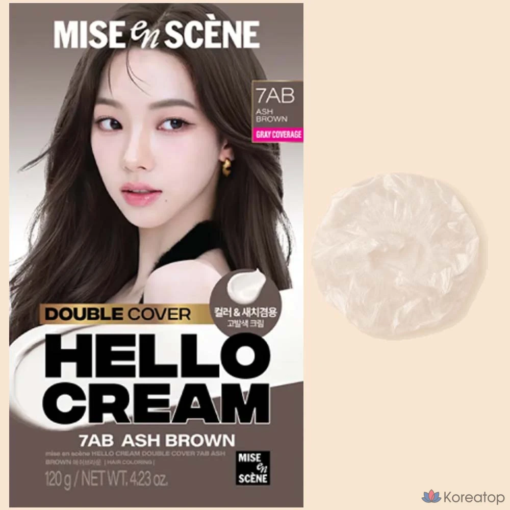 Кремовая краска для закрашивания седых волос Mise en Scene Hello Cream (7AB) пепельно-коричневого цвета, 1 шт.