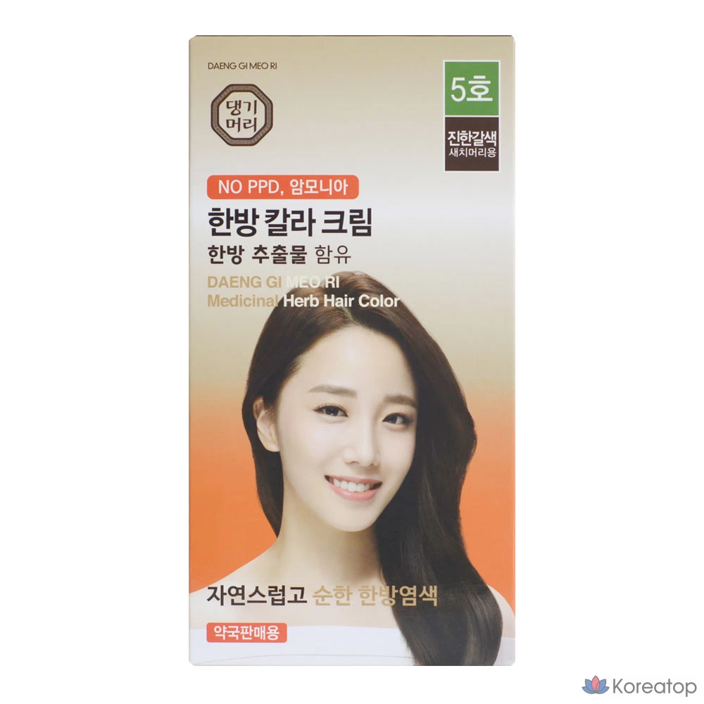 Краска для волос Danggi Meori Oriental Color Cream, № 5 - темно-коричневый, 1 шт.