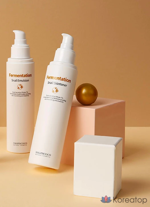 Набор для ухода Swanicoco Fermentation Snail Skin Toner + Emulsion 2-piece Set, 3 шт., фото 4