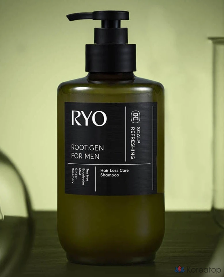 Шампунь Ryo Rootzen для мужчин от выпадения волос, аромат чайного дерева и эвкалипта, 515 мл, 1 шт.