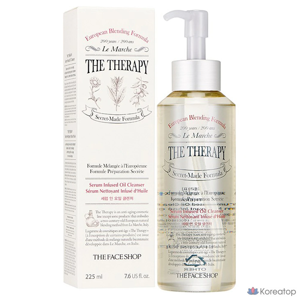 Очищающее средство-сыворотка в масле The Face Shop The Therapy, 225 мл, 1 шт.