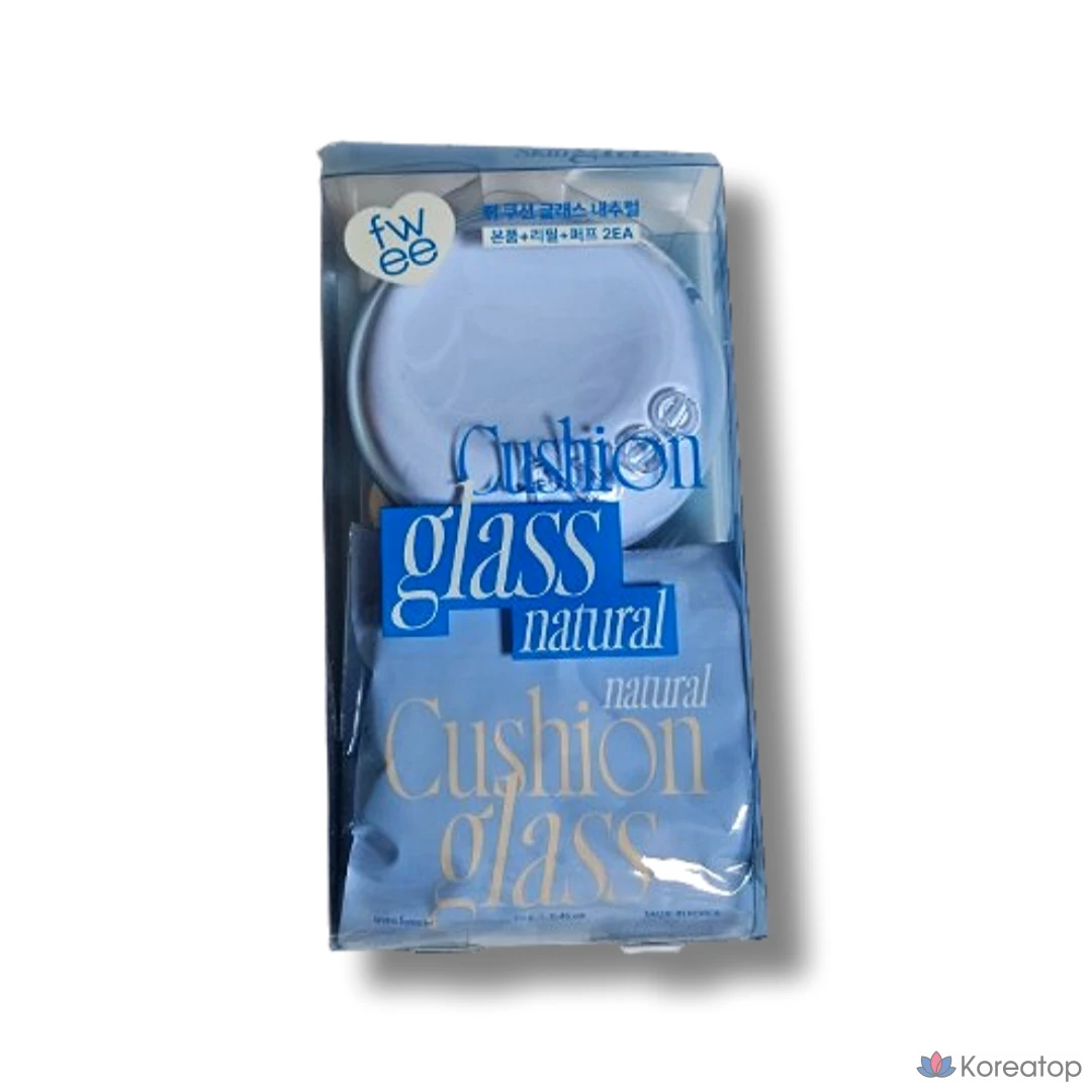 FWEE Cushion Glass Natural 13 г (основной продукт + сменный блок, размер на выбор) FWEE Стойкий увлажняющий кушон с хорошим покрытием, полусияющий кушон, № 0 Clear Glass (№ 13), 1 шт.