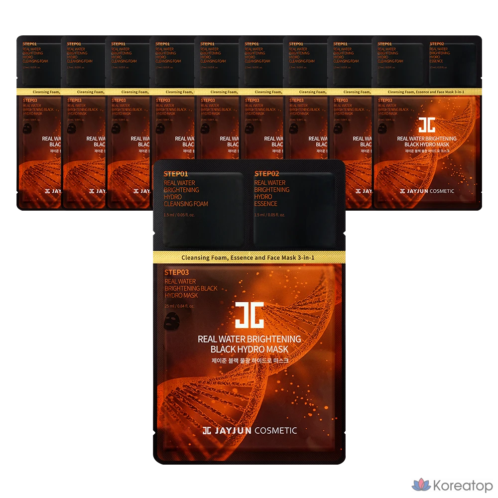 Гидромаска для лица Jayjun Black Water Glow Hydro Mask 3STEP, 1 упаковка, 10 шт.