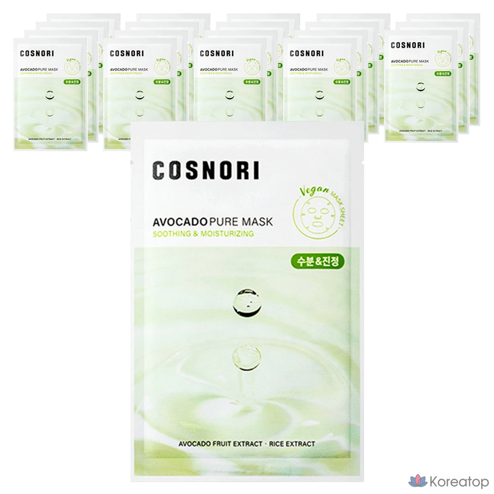Маска для лица Cosnori с авокадо, 24 мл, 20 штук, 1 упаковка