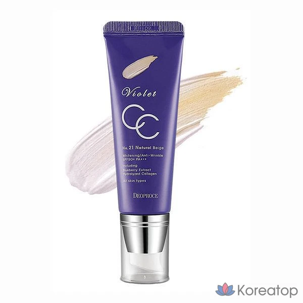 Deoproce Violet CC Cream SPF50+ PA+++ 50 г, 1 шт., № 21 Натуральный бежевый