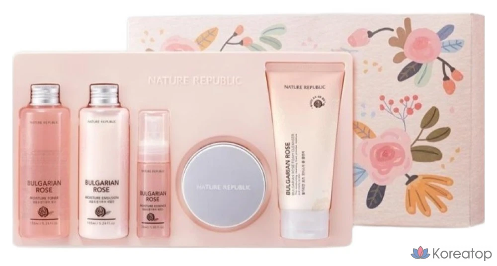Набор средств по уходу за кожей Nature Republic «Болгарская роза», 1 комплект.