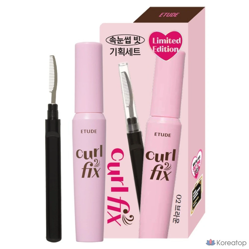 Набор туши для ресниц Etude House Curl Fix Mascara 8 г + расческа для ресниц, оттенок 02 (коричневый), 1 шт.