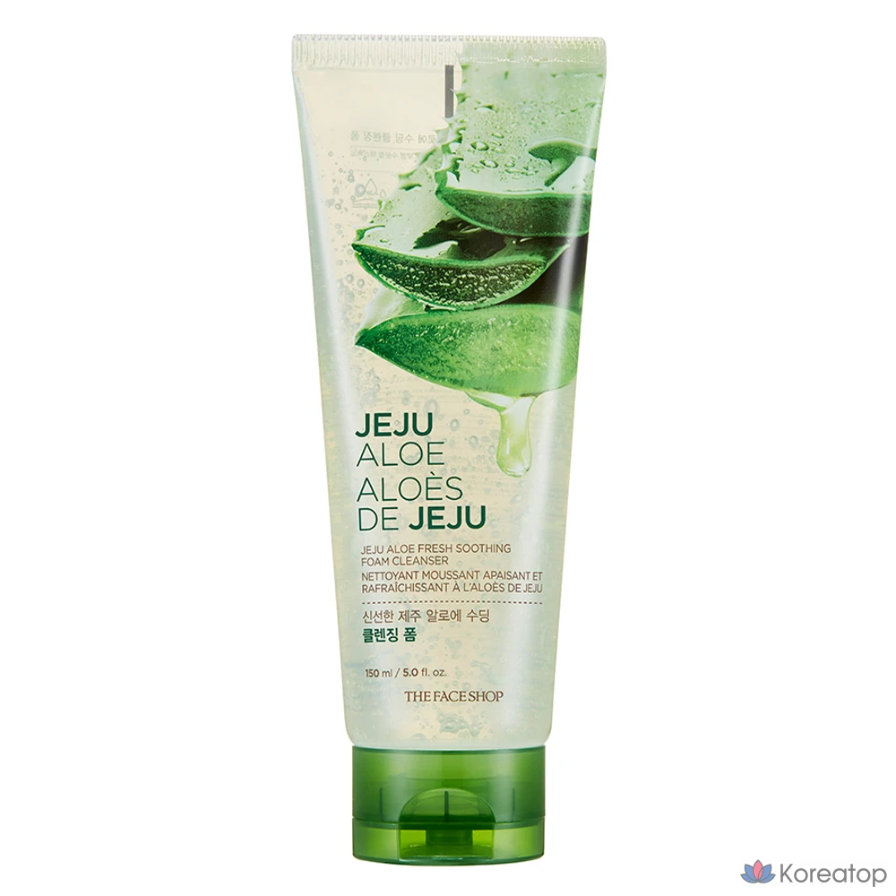 Очищающая пенка для лица The Face Shop Fresh Jeju Aloe Soothing Cleansing Foam, 150 мл, 1 шт.