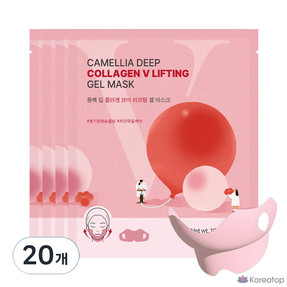 Гелевая маска Round Lab Camellia Deep Collagen V Lifting Gel Mask, 10 г, 20 штук, 1 упаковка.