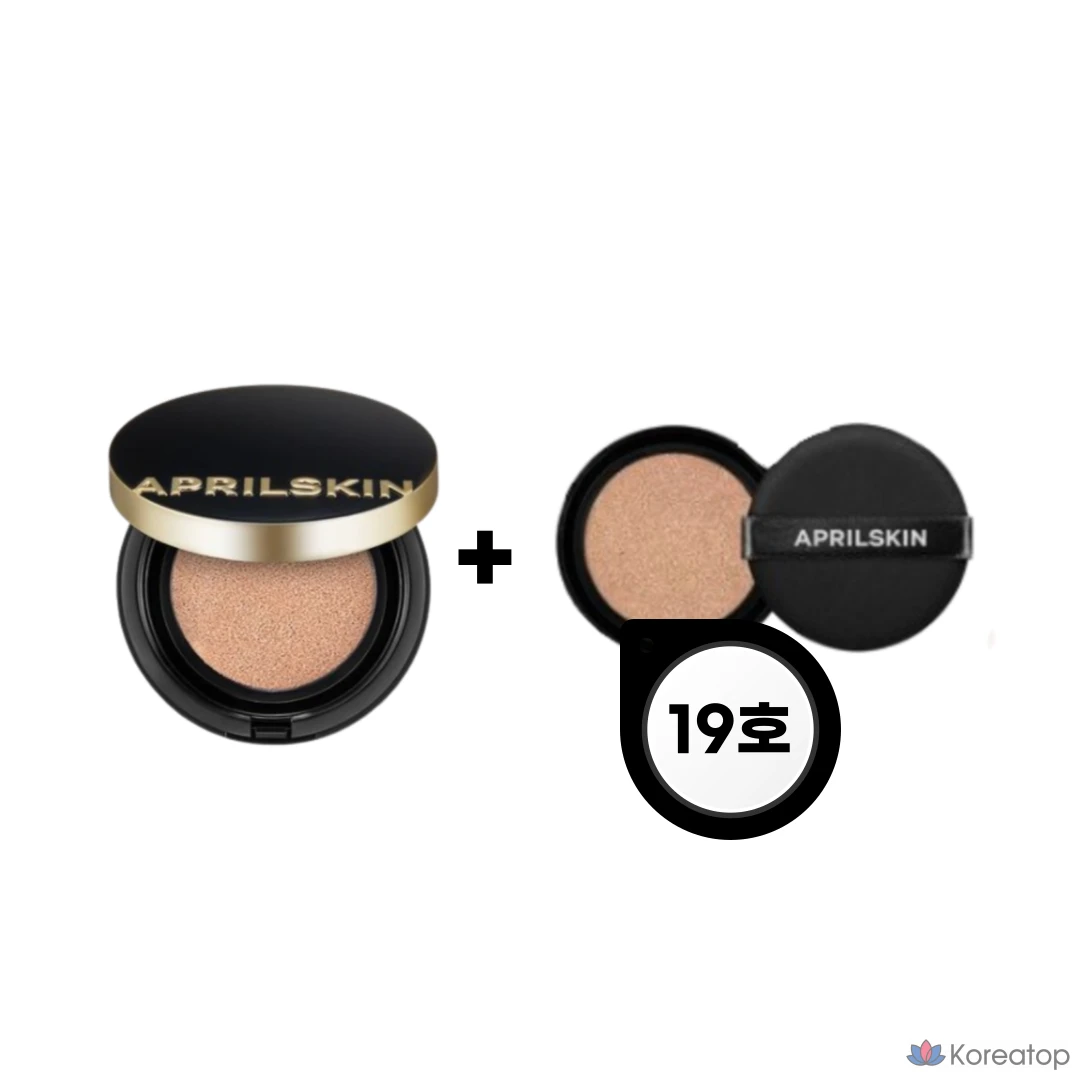 Тональный крем April Skin Magic Snow Cushion Black 3.0, основной продукт + сменный блок, 1 шт.