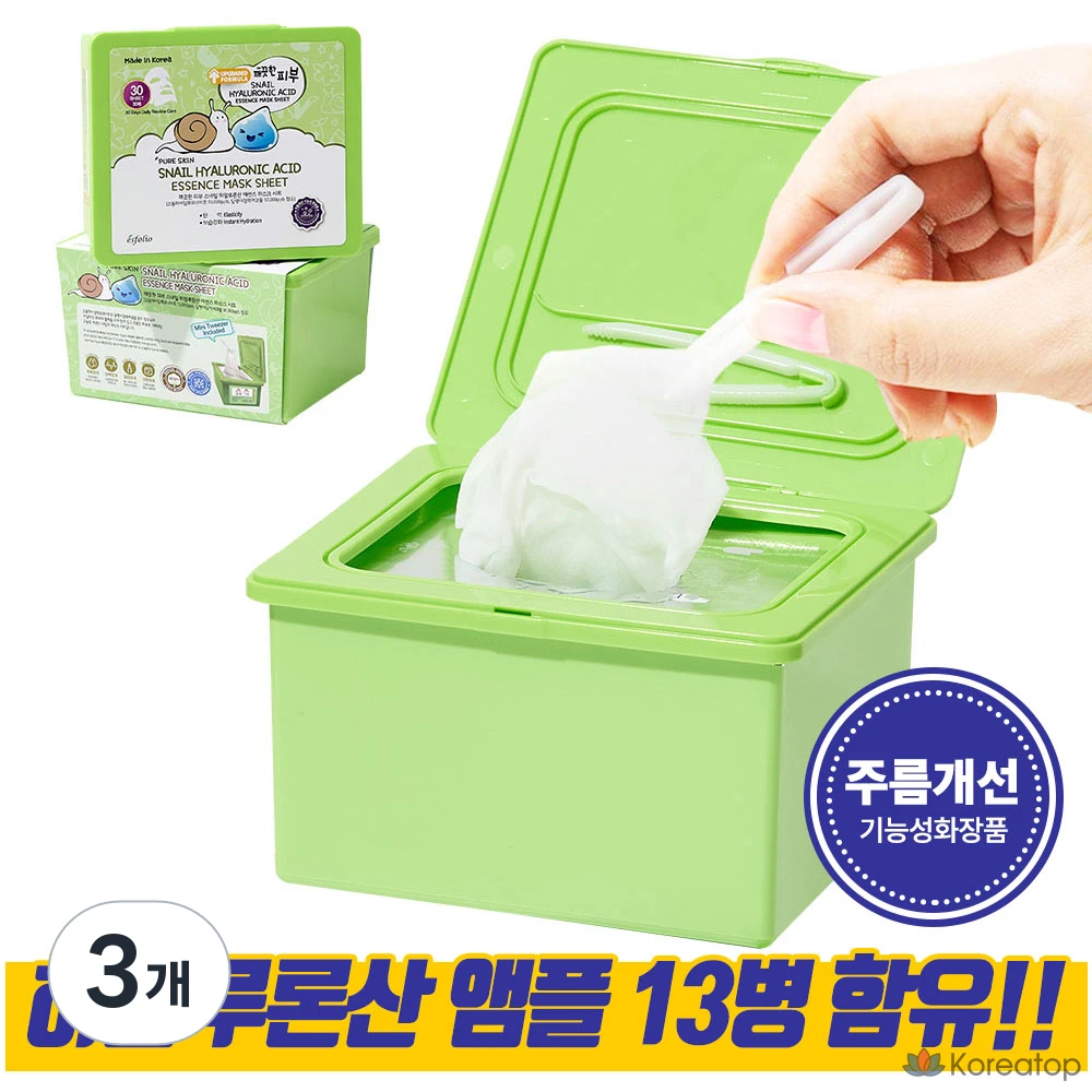 Маска-эссенция Esfolio с гиалуроновой кислотой и экстрактом слизи улитки, 3 шт., 30 шт.