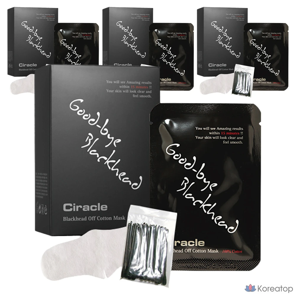 Хлопковая маска Ciracle Blackhead Off, 20 листов + ватные палочки для удаления кожного сала, 20 листов, 4 упаковки