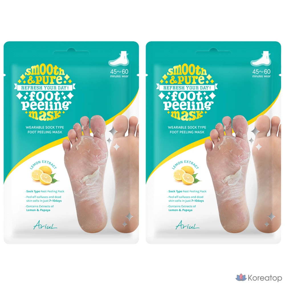 Отшелушивающая маска для ног Ariel Smooth & Pure, 2 шт., 68 г
