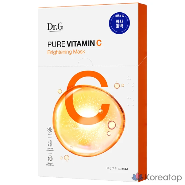 Набор осветляющих масок Dr.G Pure Vitamin C, 5 штук, 1 упаковка