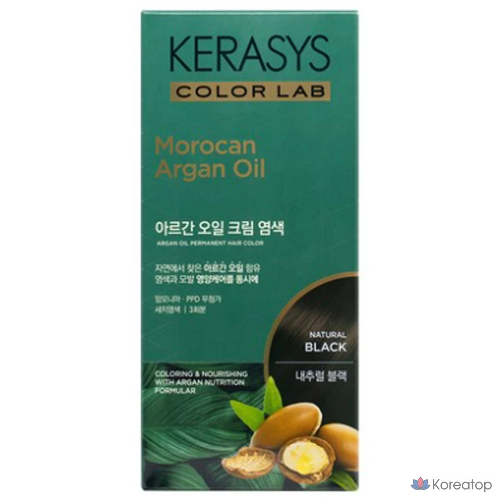 Краска для волос KeraSys с аргановым маслом, 120 г, натуральный черный, 1 шт.