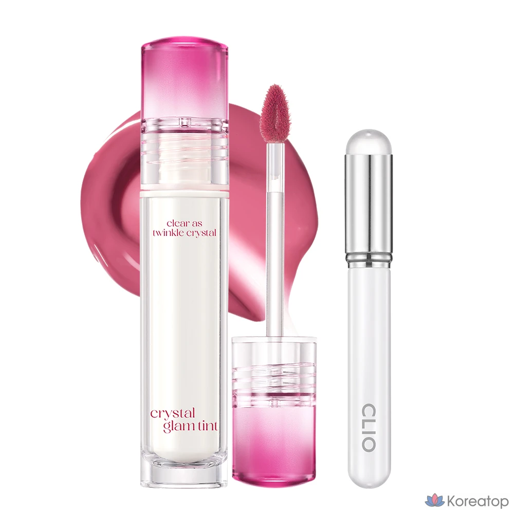 Тинт для губ Clio Crystal Glam + кисточка для губ, 1 шт., цвет 004, бледно-сливовый.