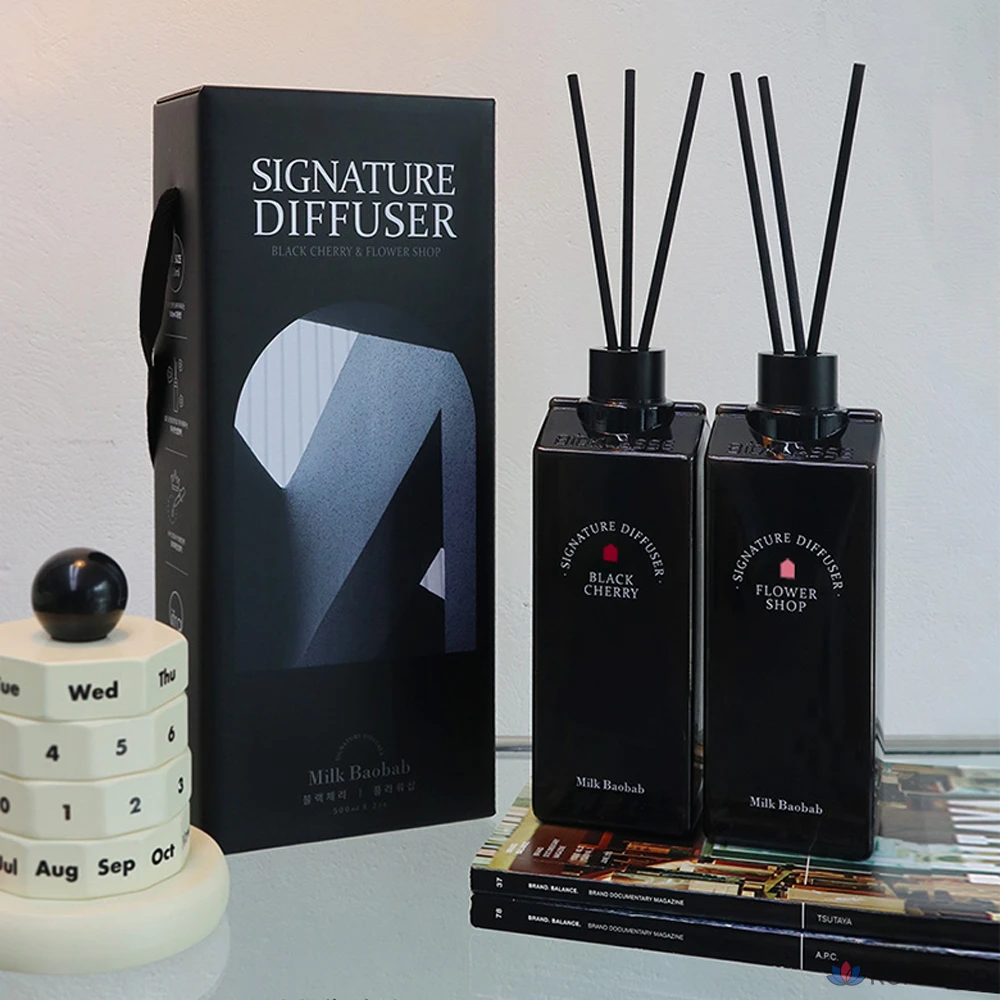 Набор Milk Baobab Signature: диффузор, 2 флакона по 500 мл, аромат «Черная вишня», «Цветочный магазин», 1 шт.