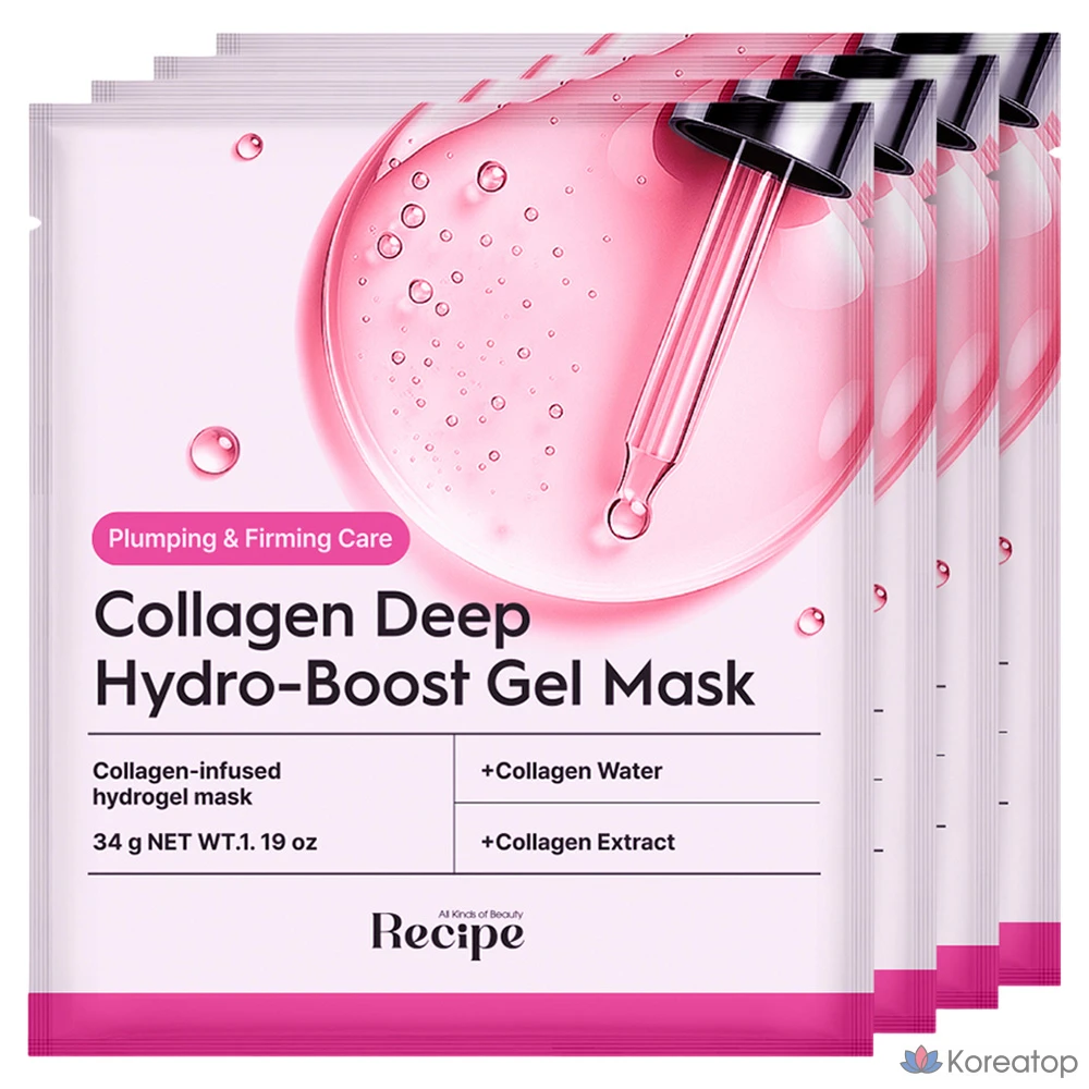 Гелевая маска Re:cipe Collagen Deep Hydro Boost, 4 шт., 1 упаковка
