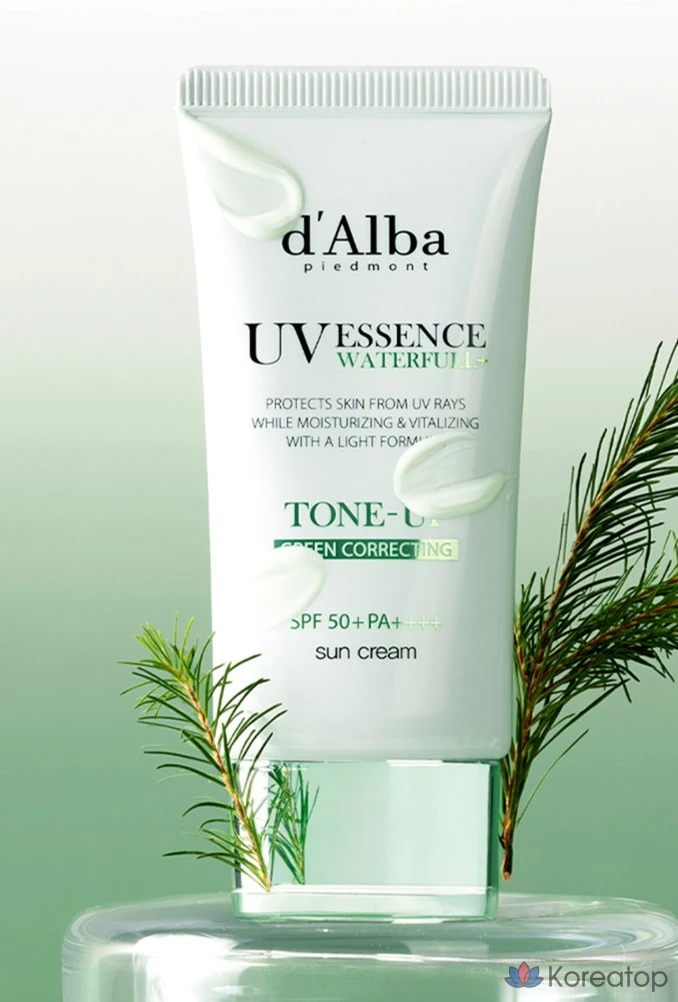 Солнцезащитный крем D'alba Clean Tea Tree Liposome Tone-Up Sunscreen Green SPF50+ PA++++, 2 шт., Очищающая сыворотка, 3 шт., 1 шт.