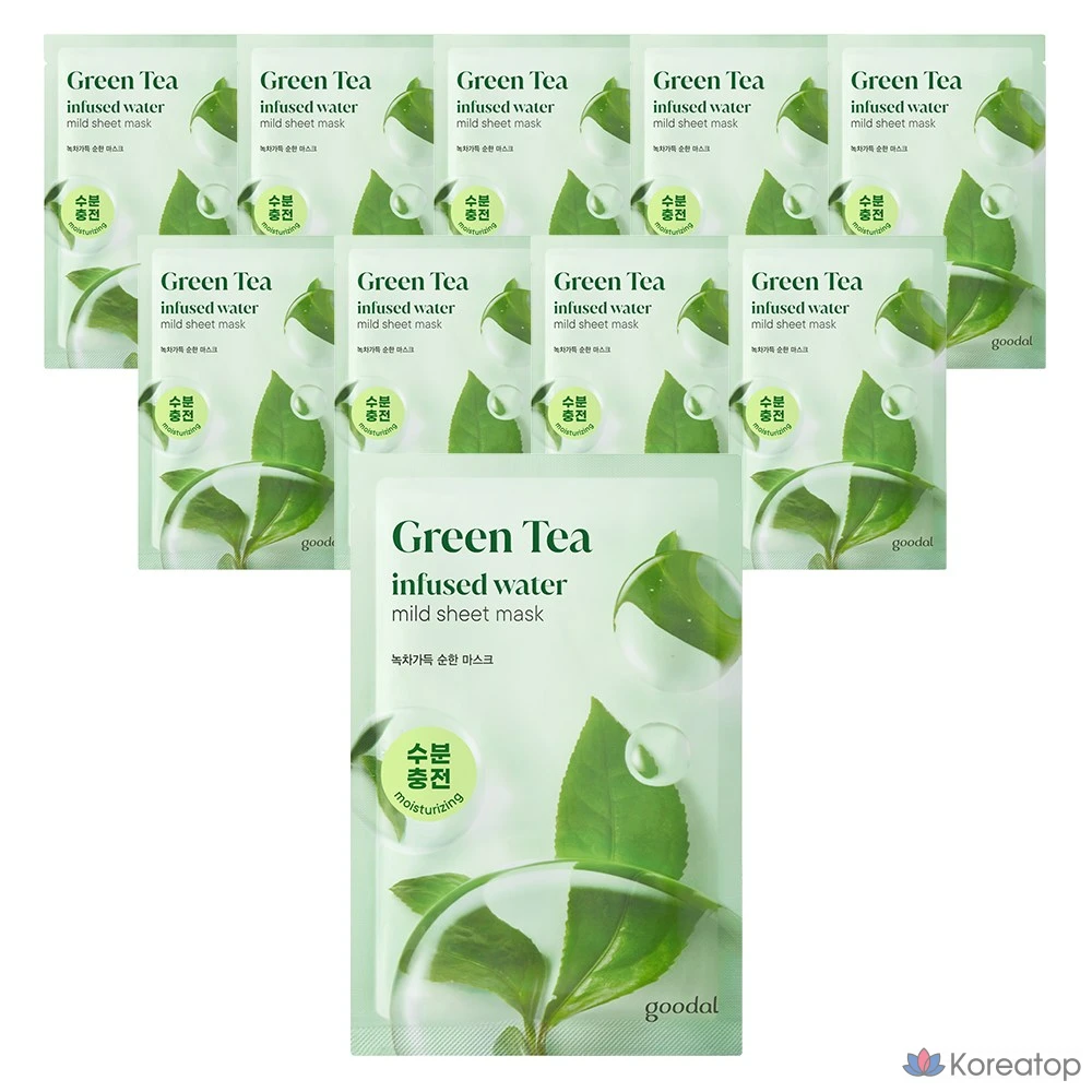 Набор мягких увлажняющих масок Goodal с зеленым чаем (AD), 1 упаковка, 10 штук.