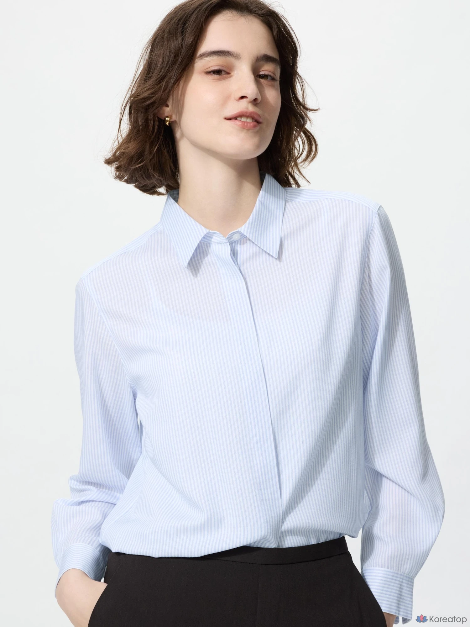 Блузка Uniqlo Rayon Blouse, в полоску