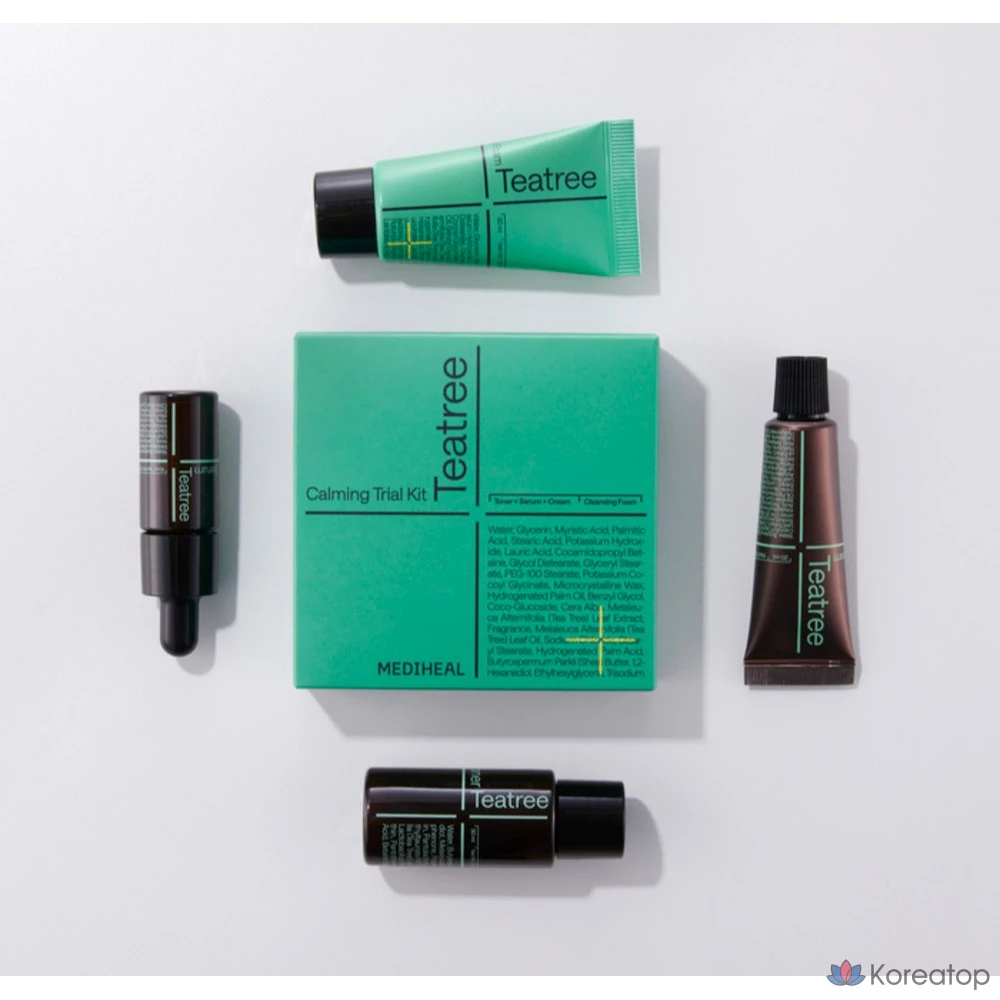 Набор Mediheal Tea Tree Calming Trial Kit, включающий очищающую пенку 30 мл, тоник 30 мл, сыворотку 10 мл, крем 20 мл (2 набора)., фото 3