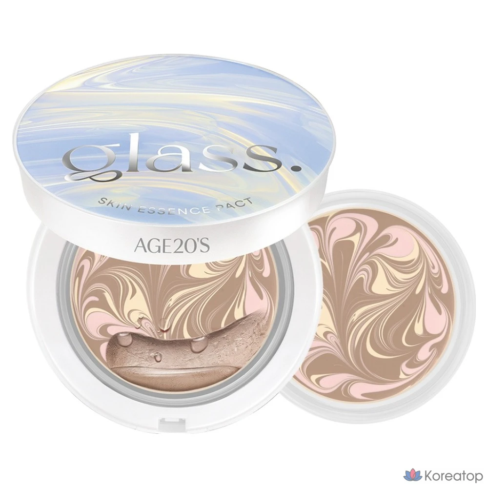 Age 20's Glass Skin Essence Pact Perfect, набор из 12,5 г + 12,5 г сменных блоков, № 23, нейтральный бежевый