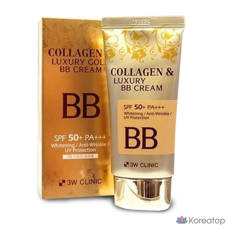 BB-крем 3W Clinic Collagen Luxury с 24-каратным золотом для сияющей кожи, 50 мл, 1 шт.