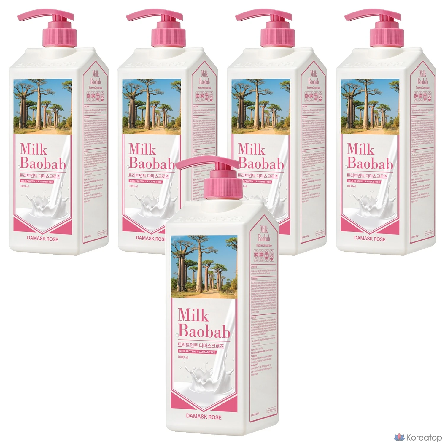 Milk Baobab Protein Care Treatment с ароматом дамасской розы, 1 л, 5 флаконов.