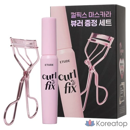 Набор туши для ресниц Etude House Curl Fix Mascara 8 г + щипцы для завивки ресниц, черный цвет, 1 шт.