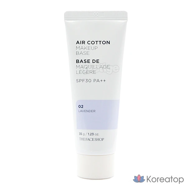 База под макияж The Face Shop Air Cotton, 35 г, лавандовый цвет, 1 шт.