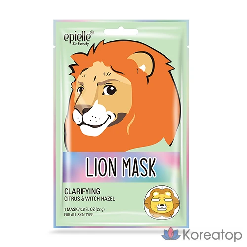 Набор масок Epielle с изображениями животных (красная панда/синяя рыба/лев/жираф/лошадь/крокодил) 1 упаковка (12 штук), фото 6