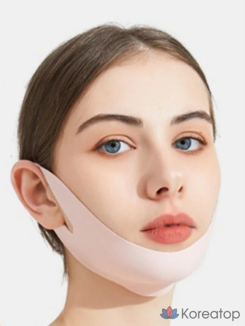 Эластичная корректирующая маска для лица Deep Talk Chin Lifting Band Face Contouring Elastic Mask DT0883, 4 шт., розовая., фото 3