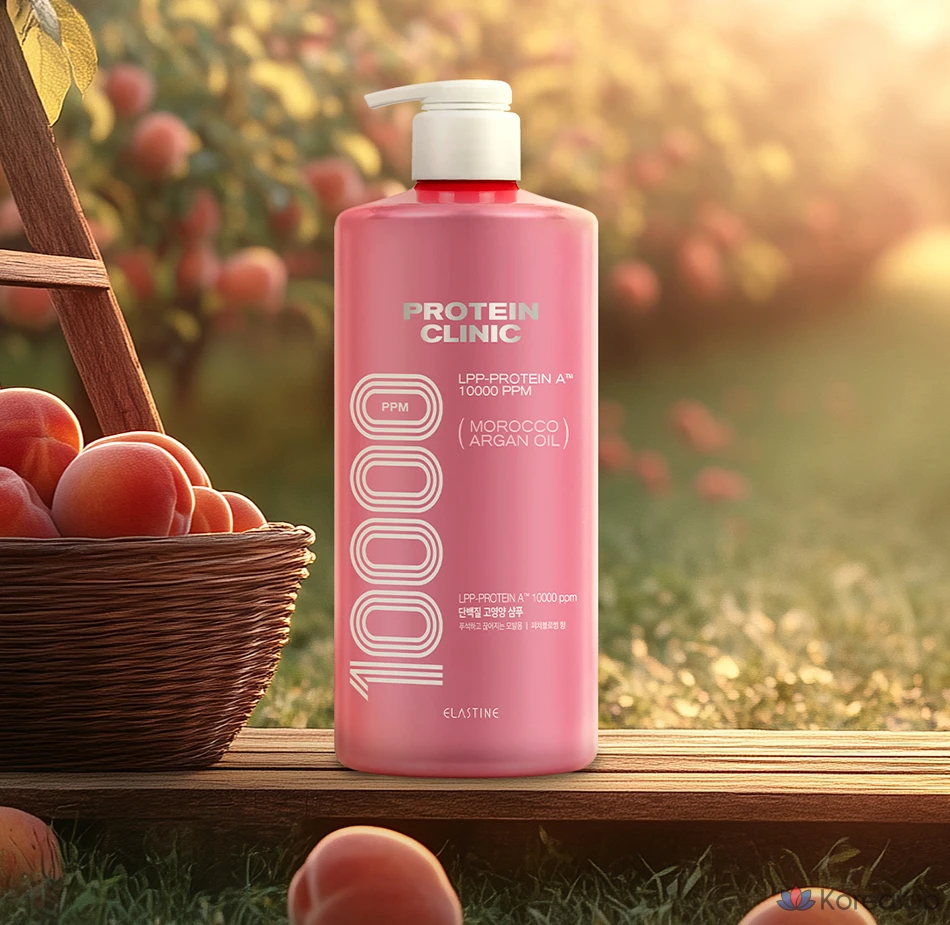 Шампунь Elastine Protein Clinic 10000 с марокканским аргановым маслом, с ароматом персикового цветка, 1 л, 1 шт.