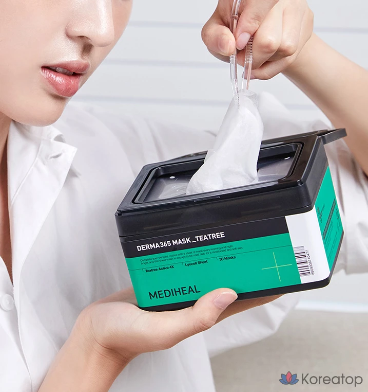 Маска для лица Mediheal Derma365 с маслом чайного дерева, 30 штук, 1 упаковка.