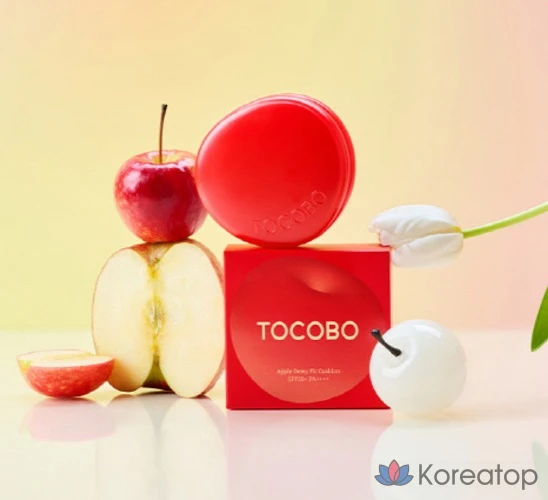 Набор Tokobo Apple Dewy Fit Cushion (основной продукт 15 г + сменный блок 15 г), 1 шт., кремовый оттенок 19 г., фото 5