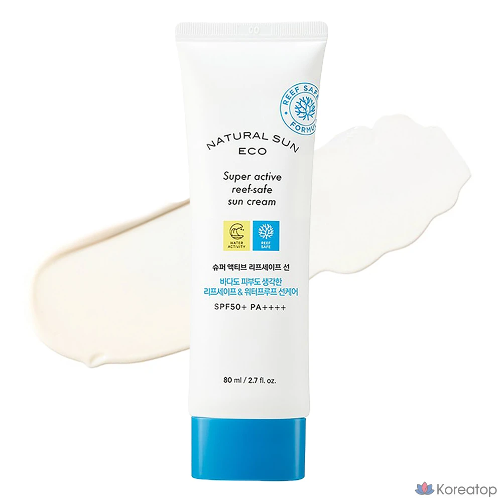 Солнцезащитный крем The Face Shop Natural Sun Eco Super Active Reef Safe SPF50+ PA++++, 80 мл, 1 шт.