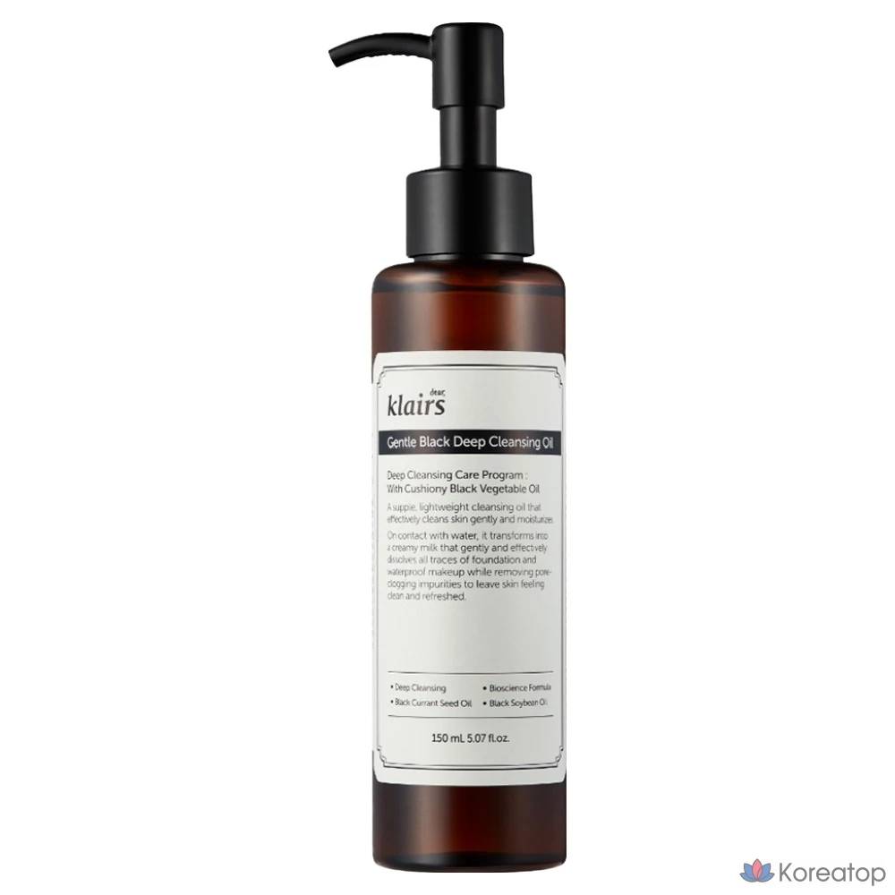 Очищающее масло для лица Dear, Klairs Gentle Black Deep Cleansing Oil, 150 мл, 1 шт.