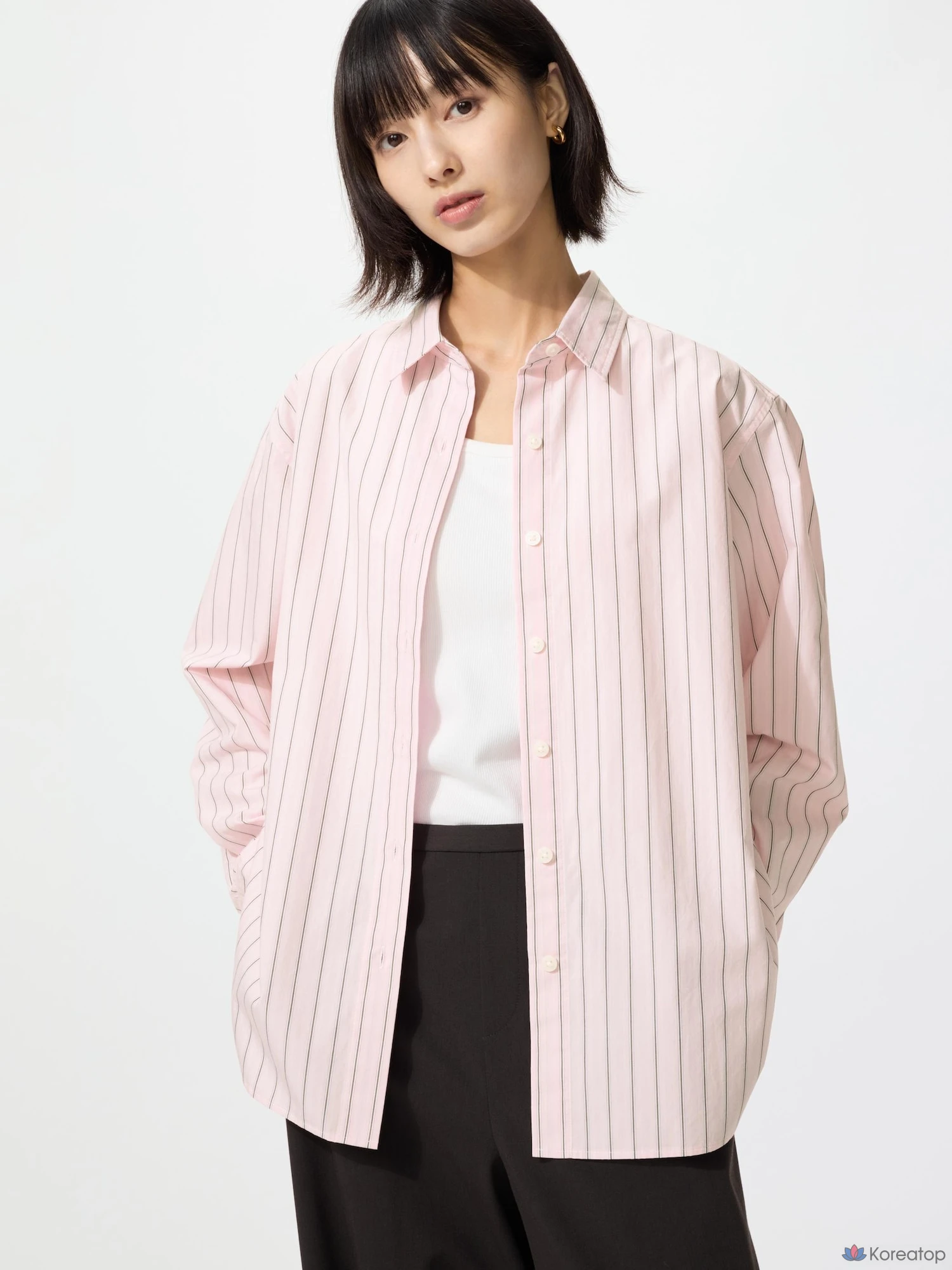 Рубашка Uniqlo Cotton Shirt, в полоску
